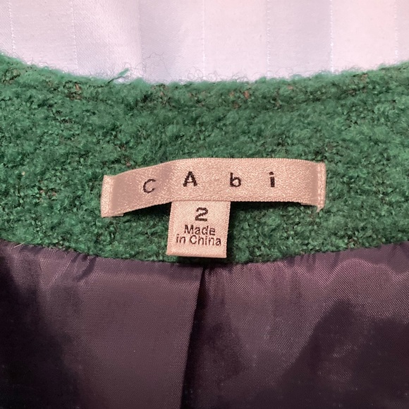 CAbi Cabi green boucle blazer jacket lined wool cropped - Picture 2 of 4